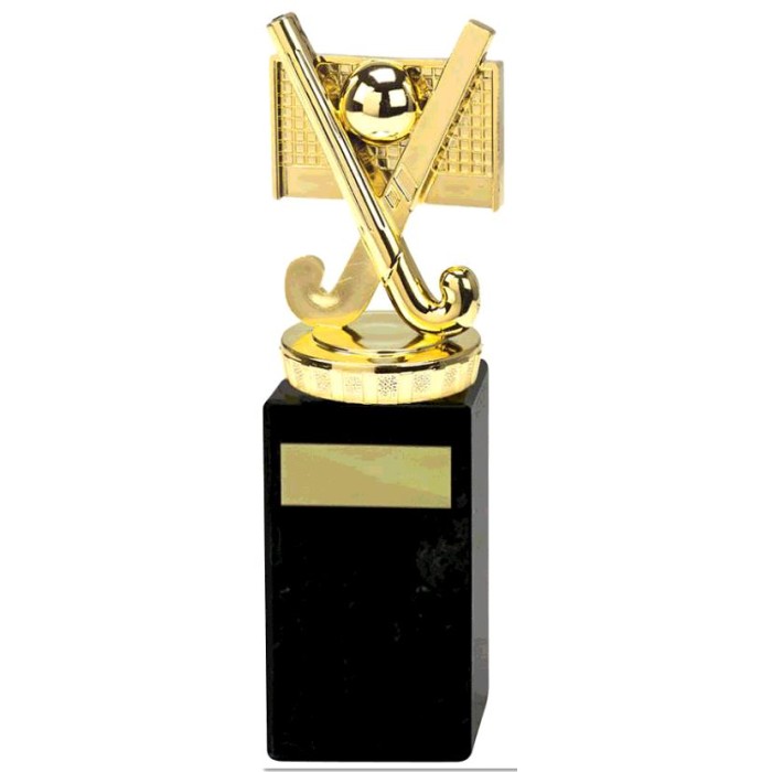 GOLD 3D HOCKEY DESIGN ON MARBLE - TROPHY - 3 SIZES